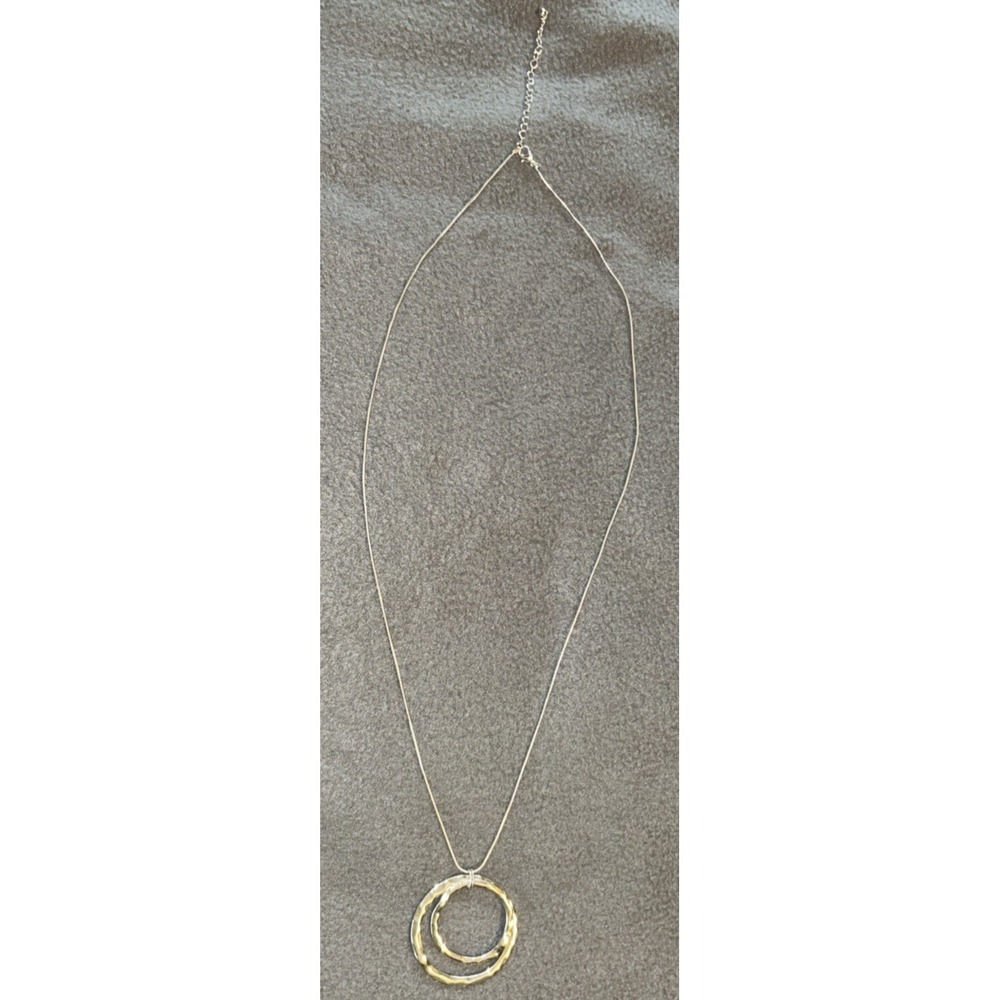 Hammered‎ Two Circle Necklace 32"